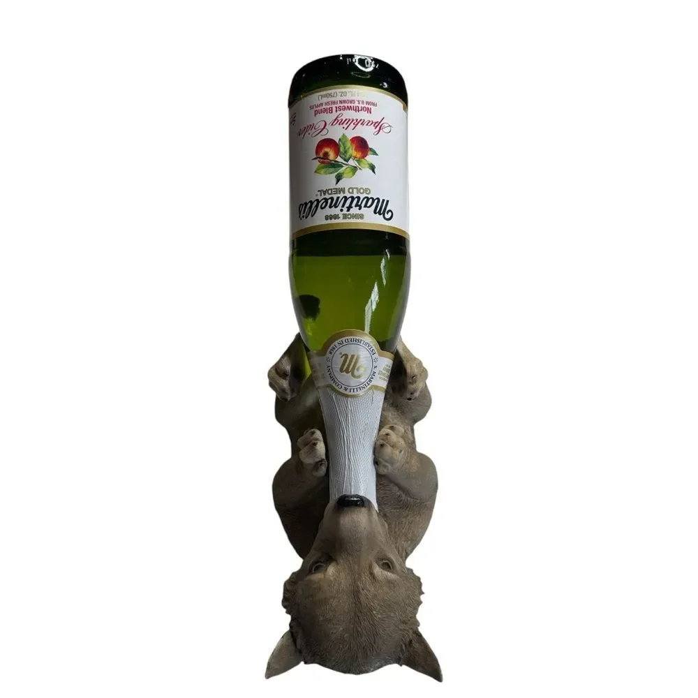 Wolf Pup Wine Bottle Holder Resin 2012 DWK